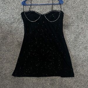 Black Mini Dress with Studded Details